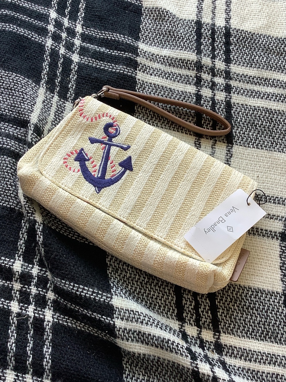 Vera Bradley regatta anchor straw wristlet